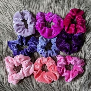 Velvety Scrunchie Set Purples and Pinks